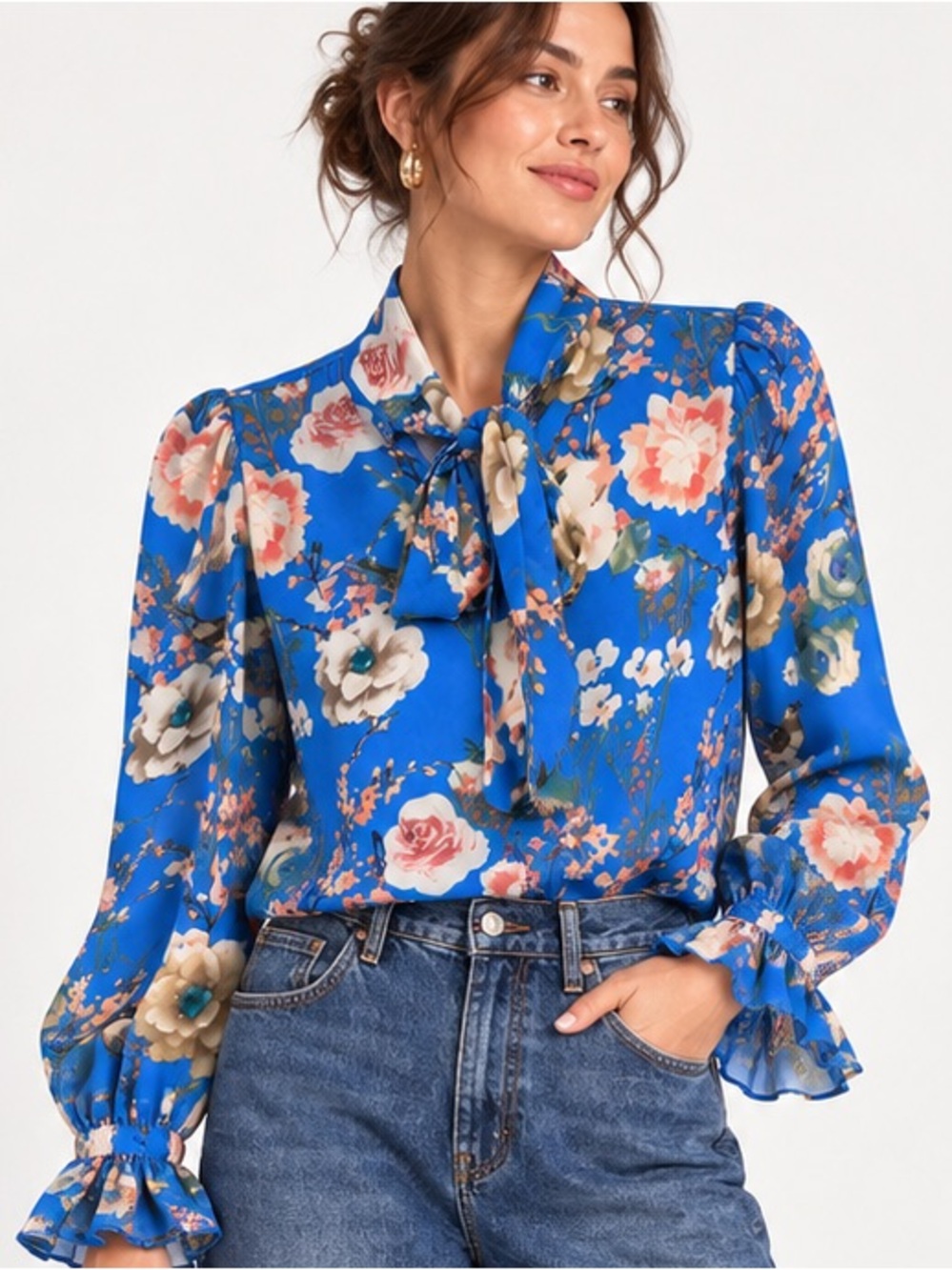 Anthropologie Walter Baker Floral Bird  Bow Blouse S